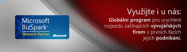 Microsoft (R) BizSpark - Globální program pro urychlení rozjezdu začínajících vývojářských firem v prvních fázích jejich podnikání.
