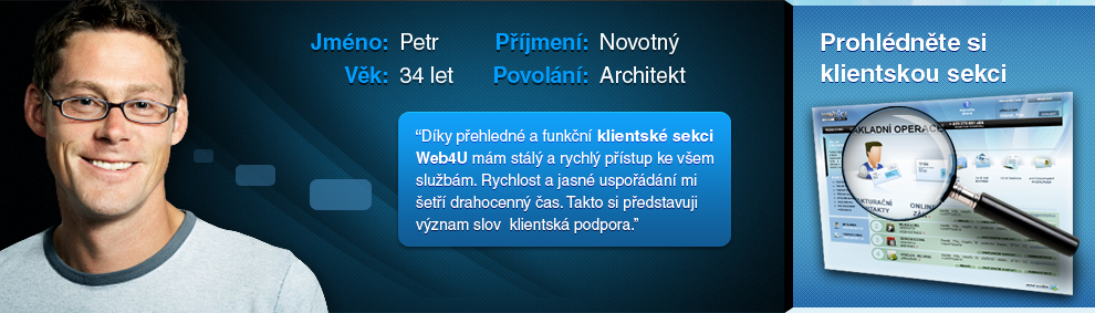 Klientská sekce pro správu webhostingů a domén