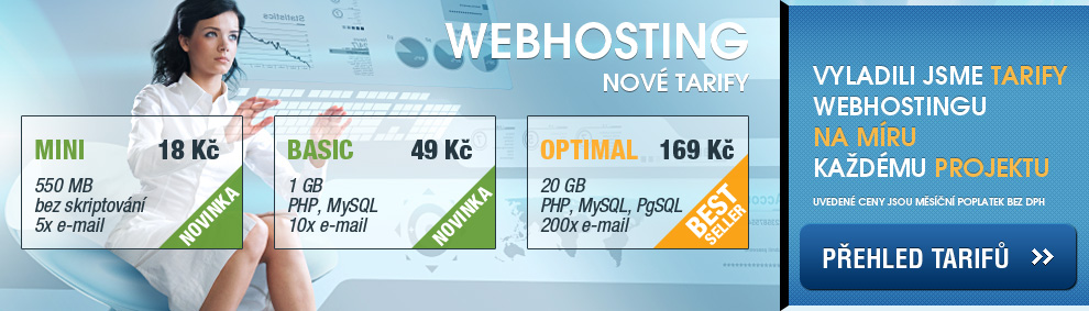 Vyladili jsme tarify webhostingu na míru každému projektu - prohlédněte si naši novou nabídku!