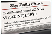 Společnost Web4U s.r.o. se stala nejlepším registrátorem pro domény .cz - Aktuality