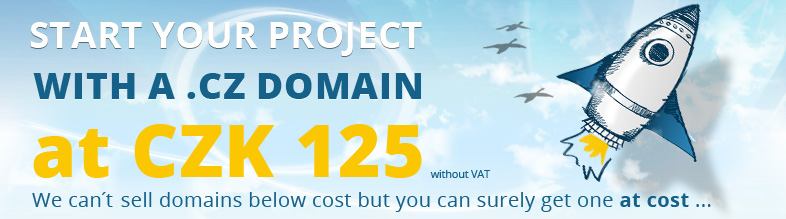 Kick off your project with the .CZ domain for 125 CZK without VAT! We won't sell domains below cost, but for the purchase price, it would be ...